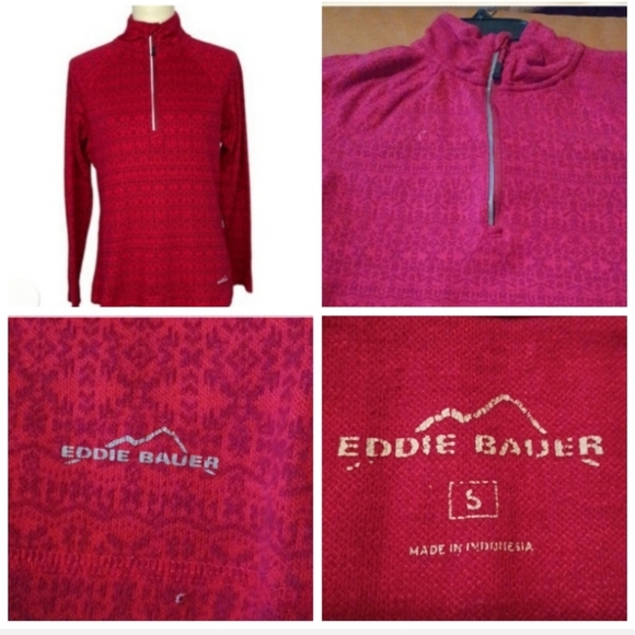 💙🌺Eddie Bauer Red Patterned Sweater - Picture 1 of 9